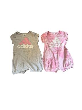 adidas Kids One-Piece Rompers in Gray & Pink Tie-Dye